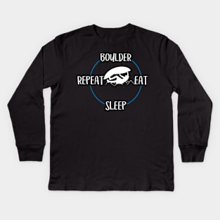 Boulder Eat Sleep Repeat Gift For Boulderers & Climbers Kids Long Sleeve T-Shirt